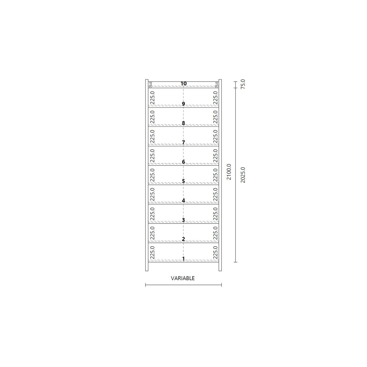 Made to Measure Straight Flight 10 Risers Total Rise 1500 - 2020mm Going 225mm