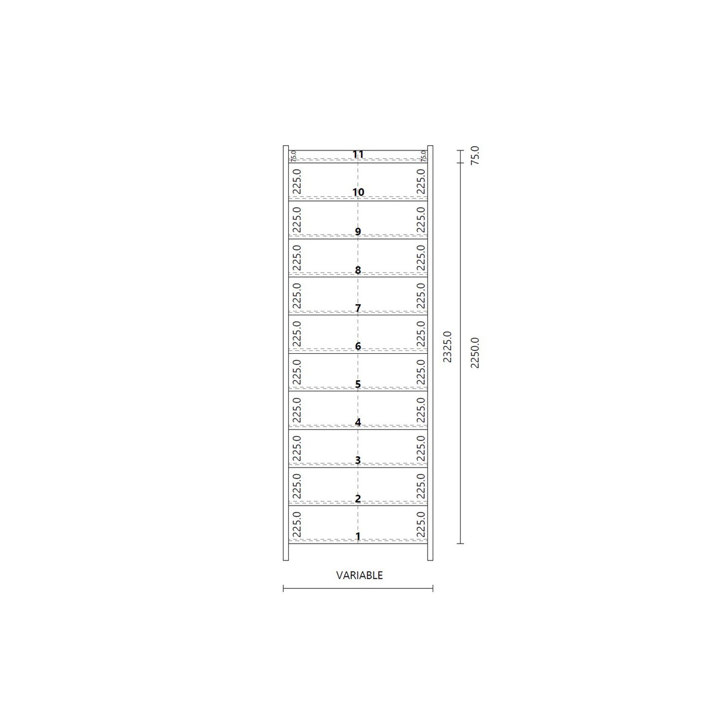 Made to Measure Straight Flight 11 Risers Total Rise 1650 -2220mm Going 225mm
