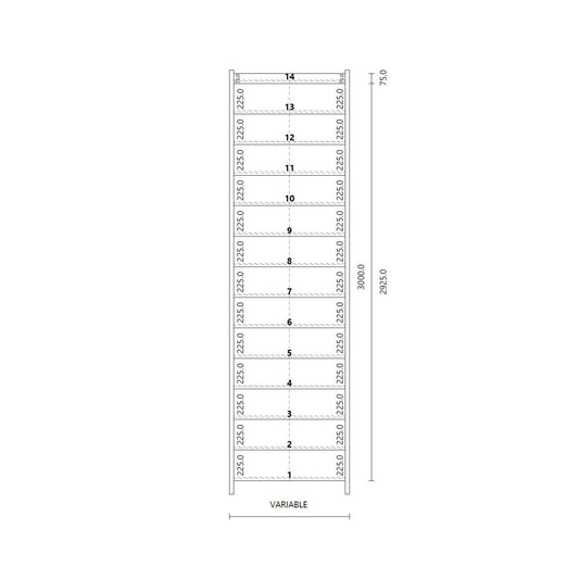 Made to Measure Straight Flight 14 Risers Total Rise 2100-2825mm