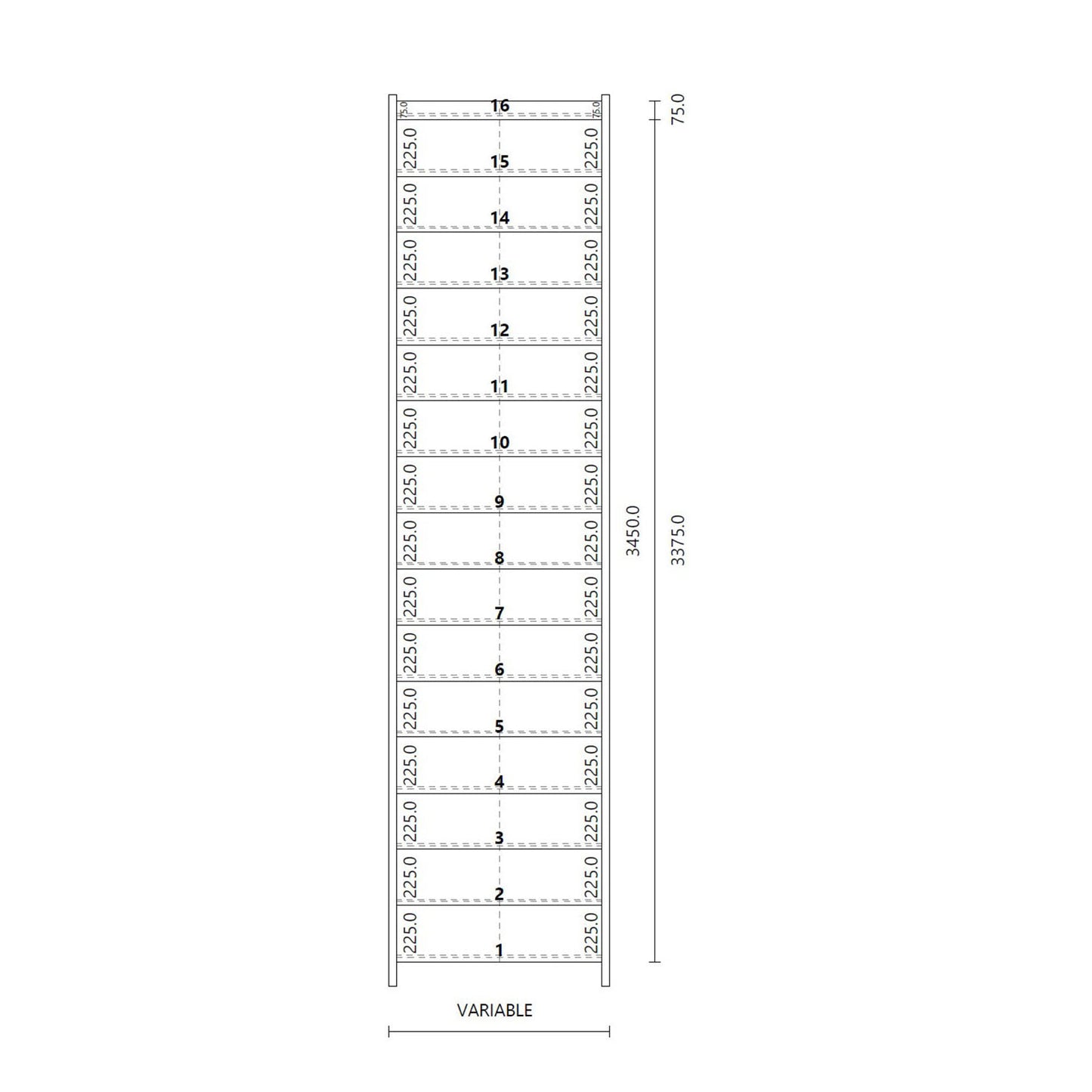 Made to Measure Straight Flight 16 Risers Total Rise 2400-3230mm
