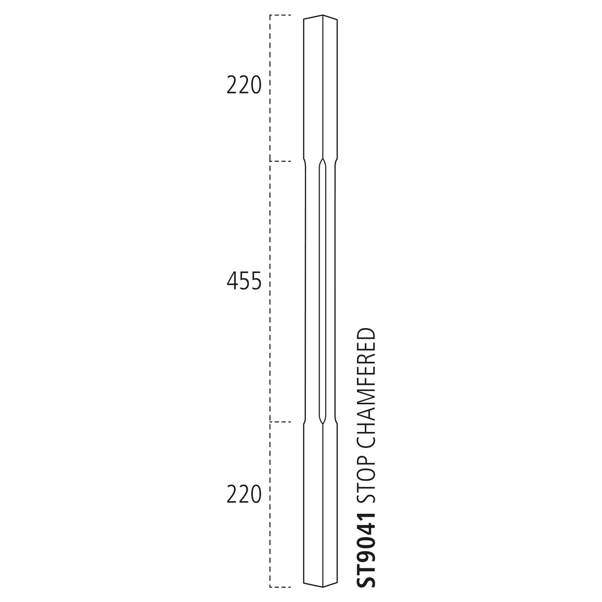 41mm Pine Stop Chamfered Spindle x 895mm PEFC