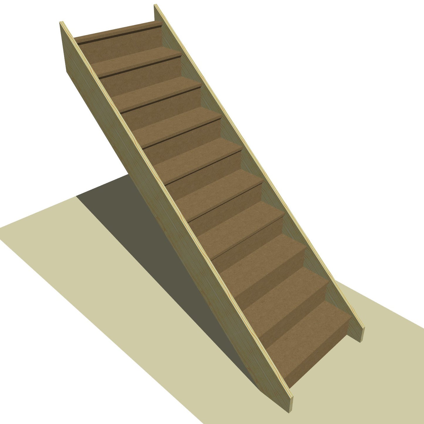 Made to Measure Straight Flight 10 Risers Total Rise 1500 - 2020mm Going 225mm