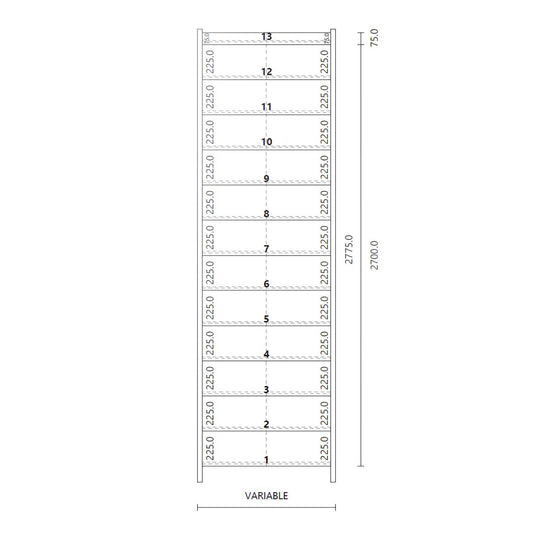 Made to Measure Straight Flight 13 Risers Total Rise 1950-2625mm 225 Going