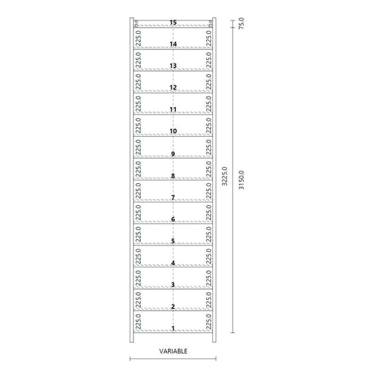 Made to Measure Straight Flight 15 Risers Total Rise 2250-3030mm