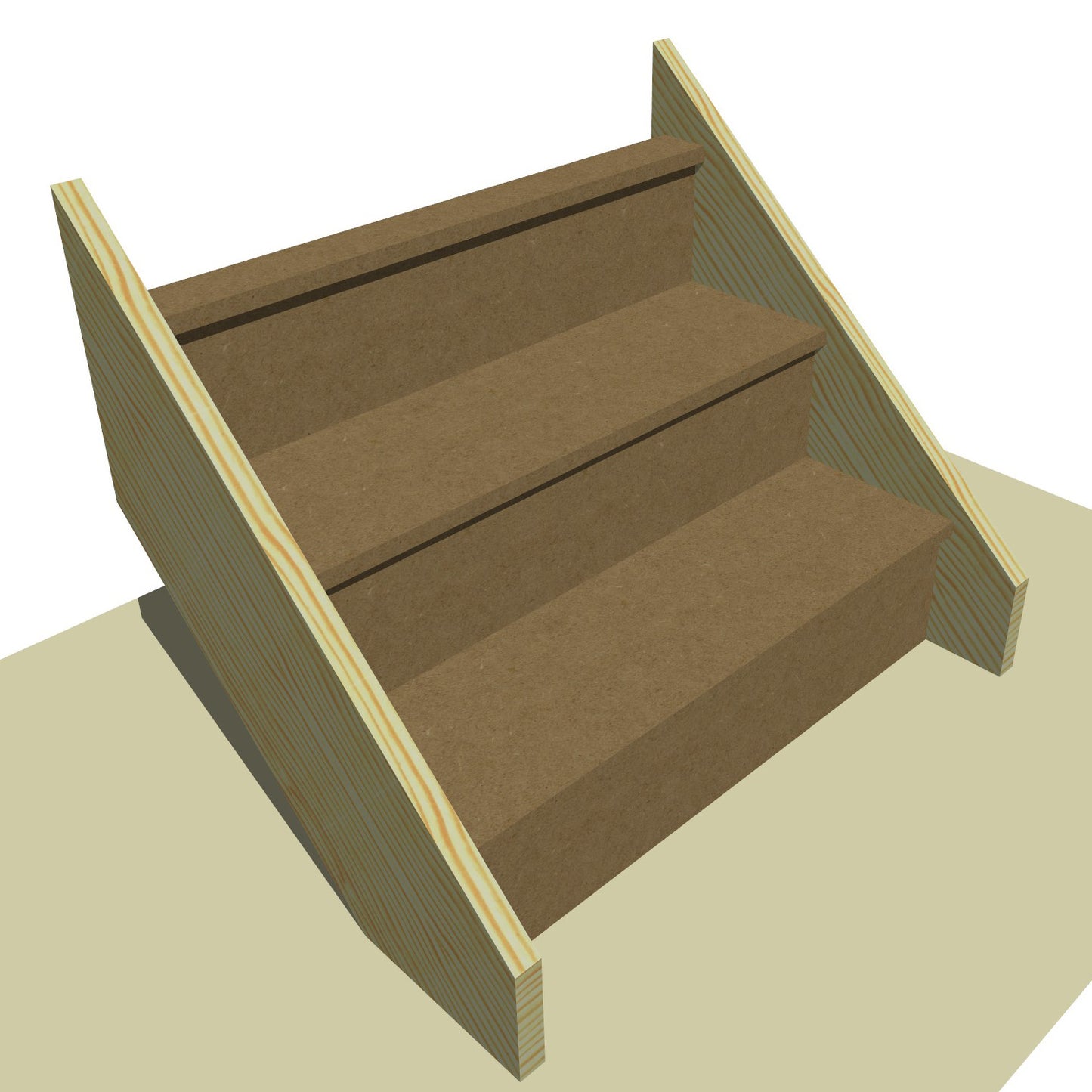 Made to Measure Straight Flight 3 Risers Total Rise 300 - 600mm 225mm Going