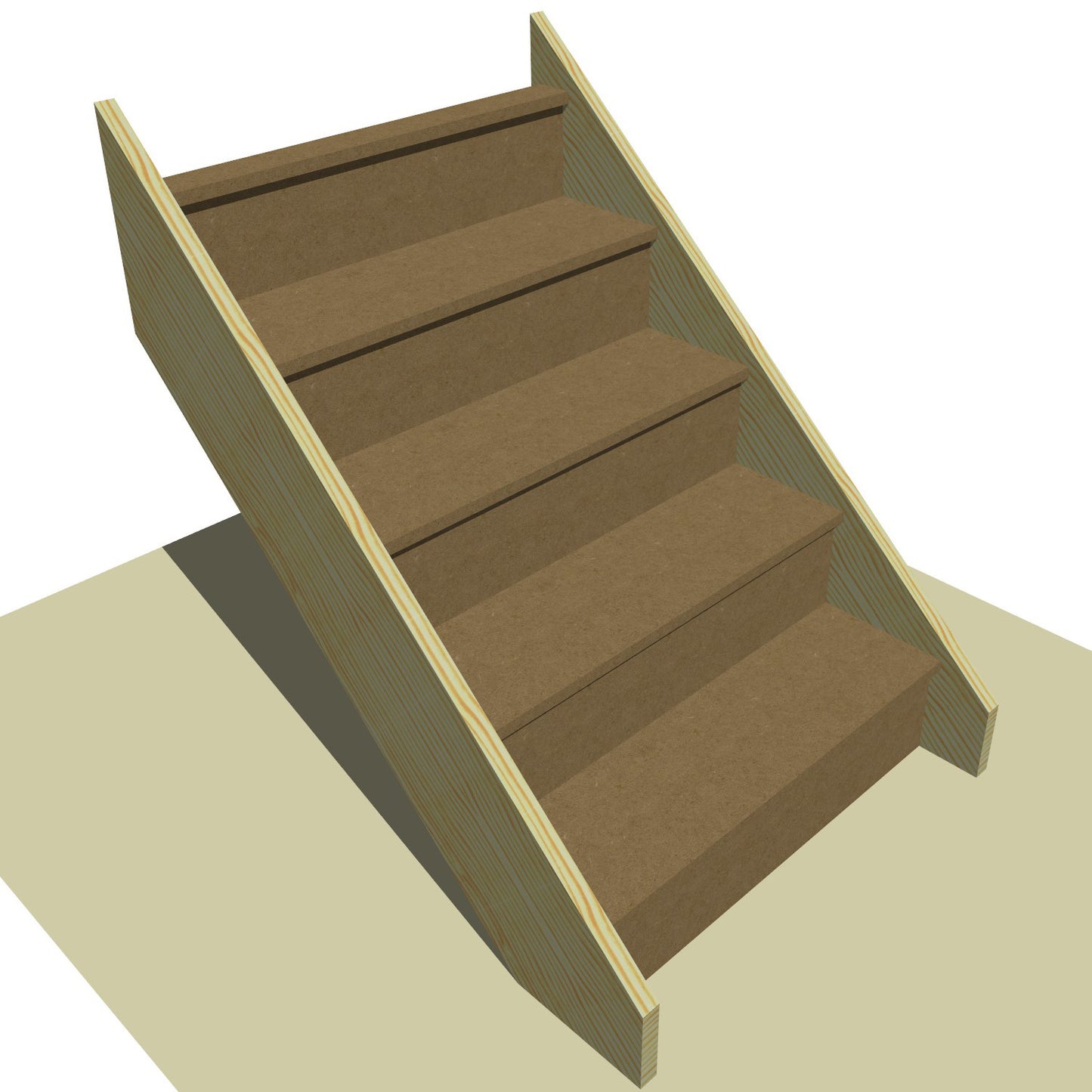 Made to Measure Straight Flight 5 Risers Total Rise 750 - 1010mm Going 225mm