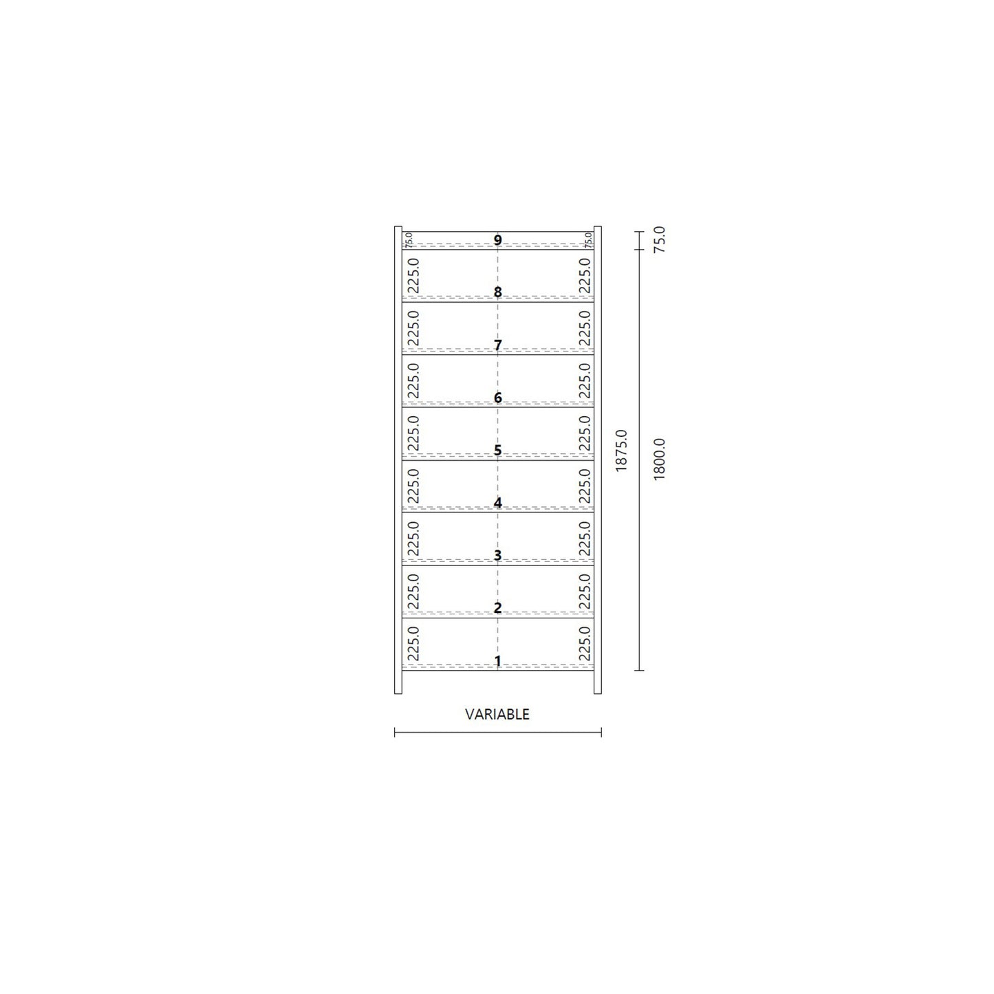 Made to Measure Straight Flight 9 Risers Total Rise 1350 - 1815mm Going 225mm