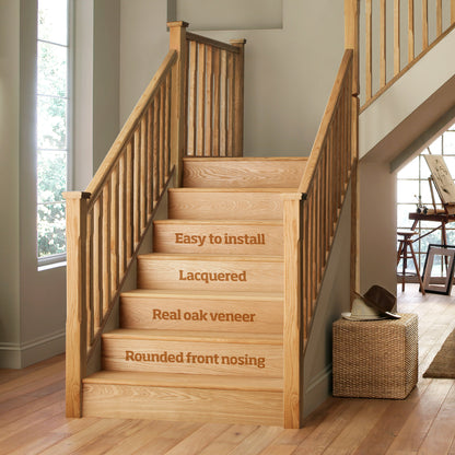 Single 1000mm Single Tread and Riser Oak Kit Lacquered FSC