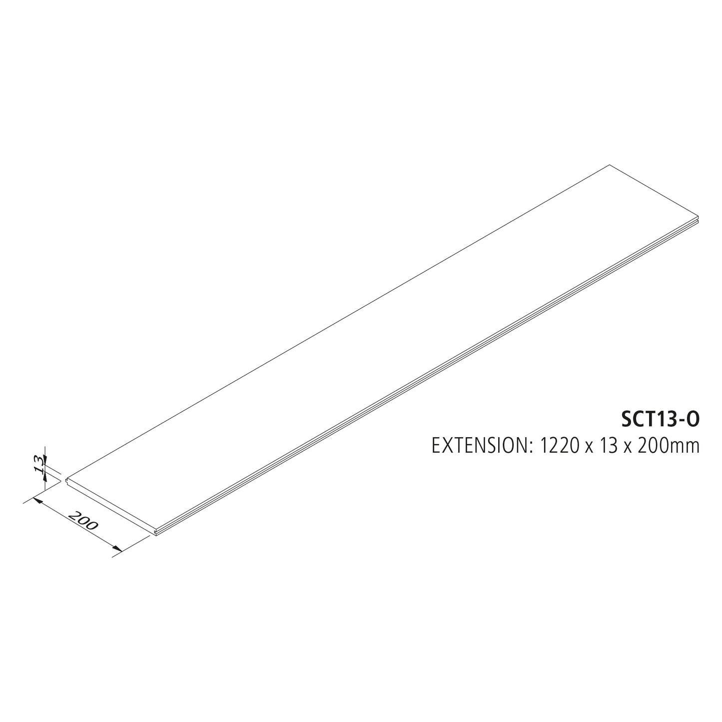 Tread Extension 1220 X13 X 200 Oak lacquered Finish FSC
