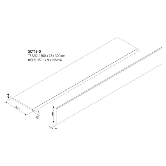 Single Tread and Riser Oak Kit 1500mm Lacquered FSC